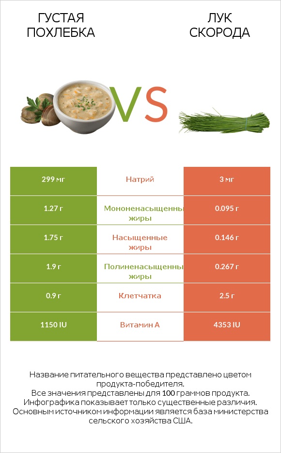 Густая похлебка vs Лук скорода infographic