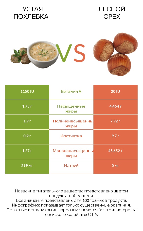 Густая похлебка vs Лесной орех infographic