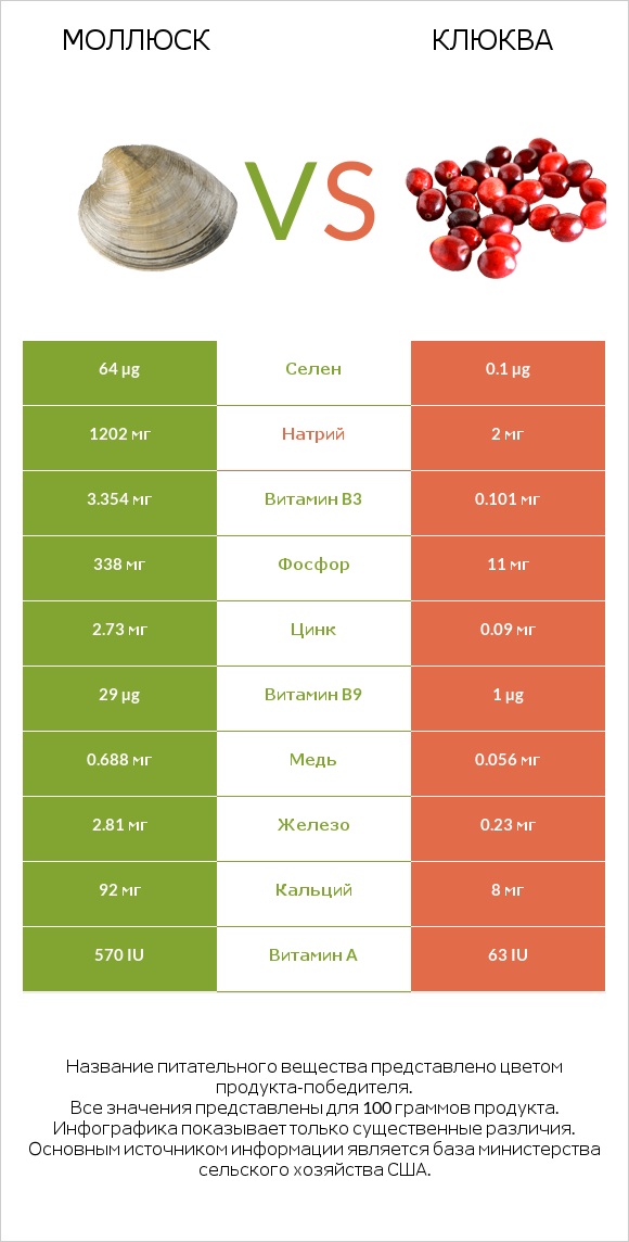 Моллюск vs Клюква infographic