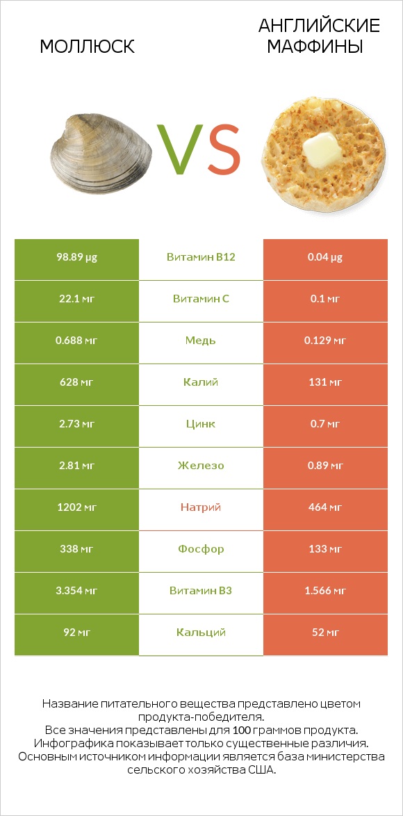 Моллюск vs Английские маффины infographic