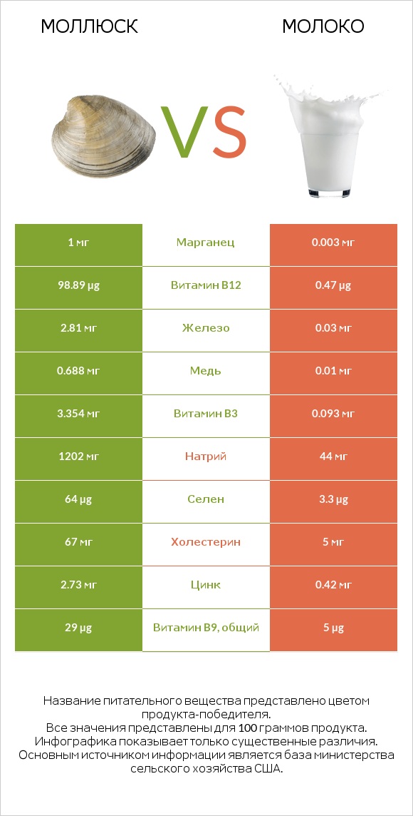 Моллюск vs Молоко infographic