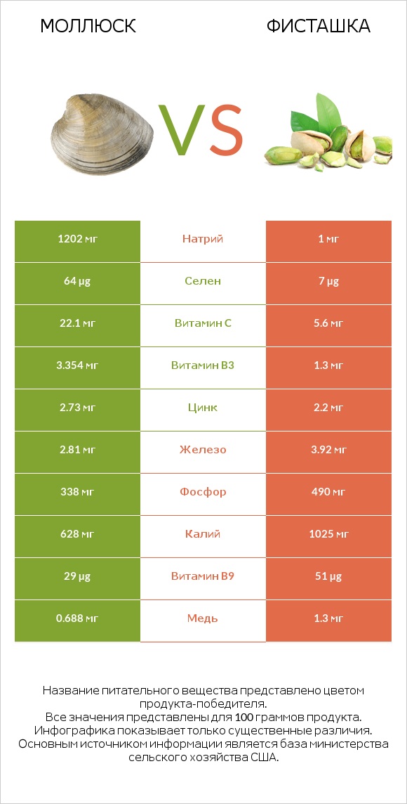 Моллюск vs Фисташка infographic