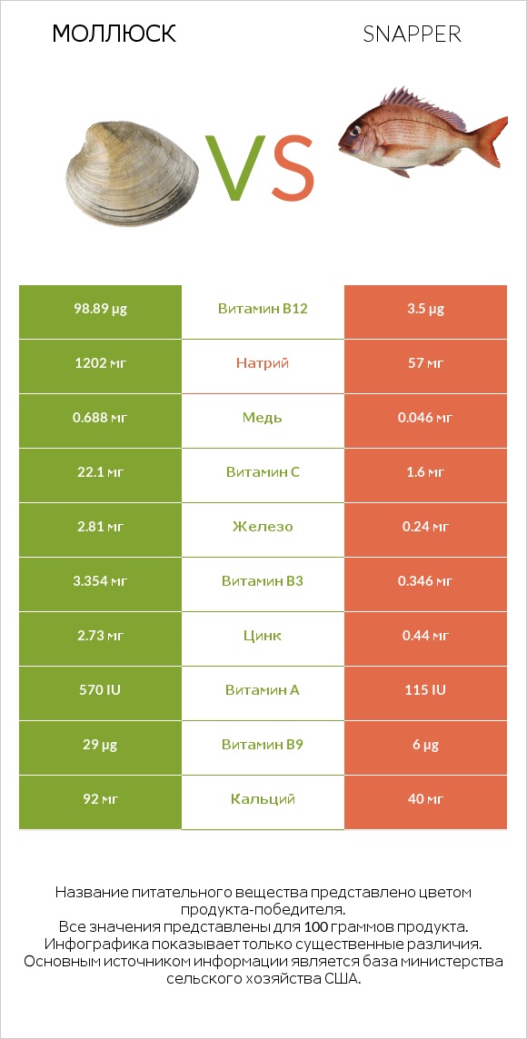 Моллюск vs Snapper infographic