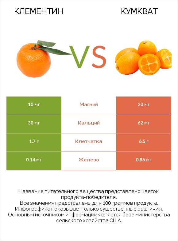 Клементин vs Кумкват infographic
