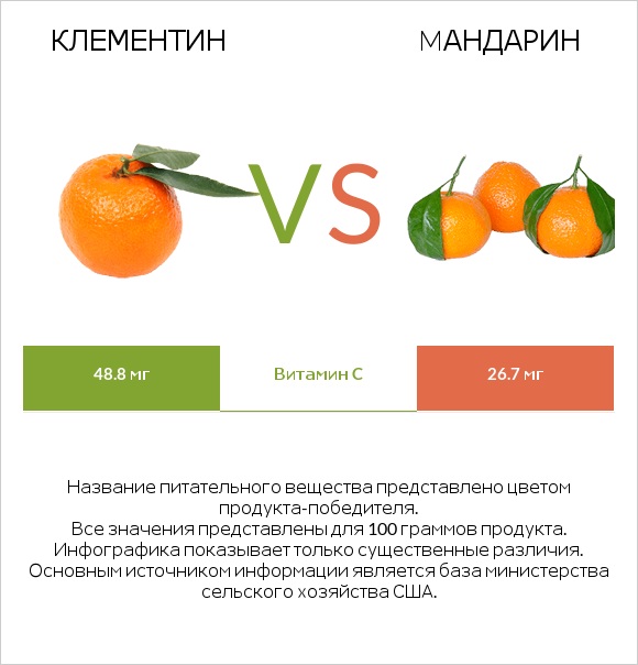 Клементин vs Mандарин infographic