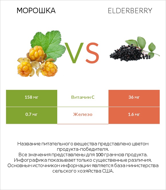 Морошка vs Elderberry infographic