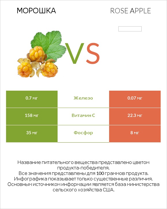 Морошка vs Rose apple infographic