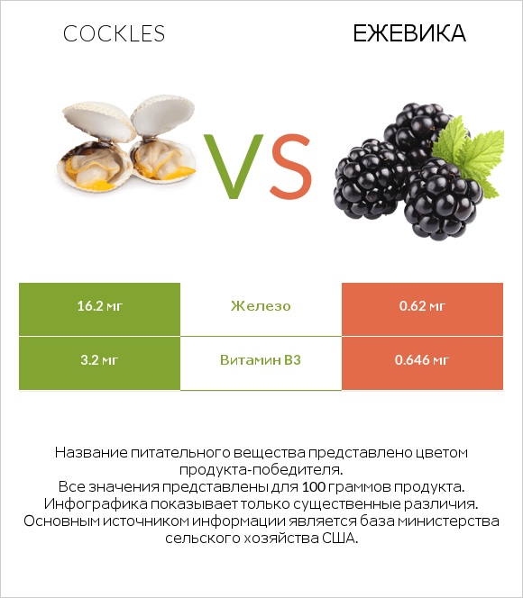 Cockles vs Ежевика infographic