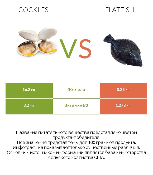 Cockles vs Flatfish infographic