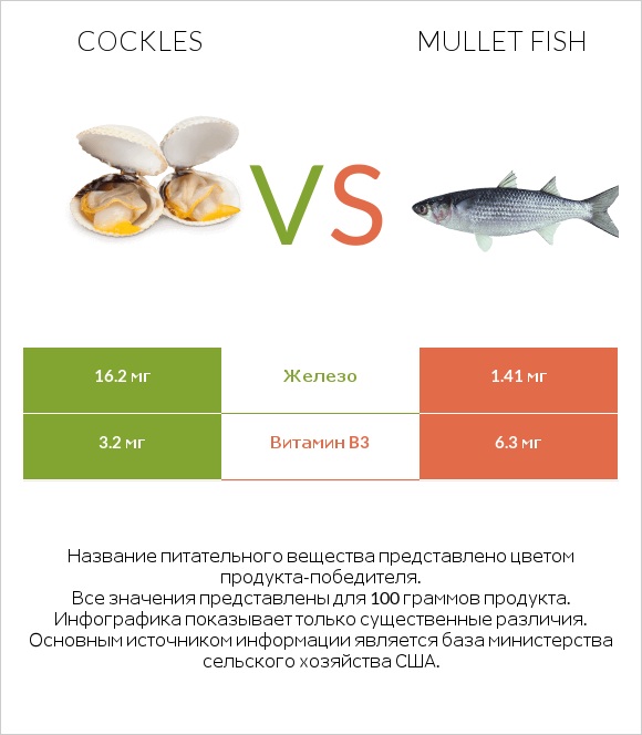 Cockles vs Mullet fish infographic