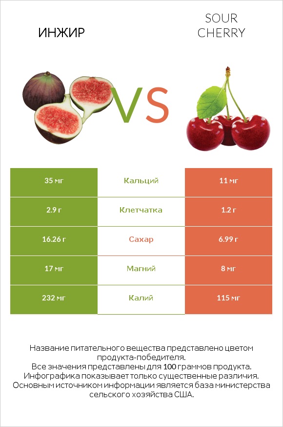 Инжир vs Sour cherry infographic