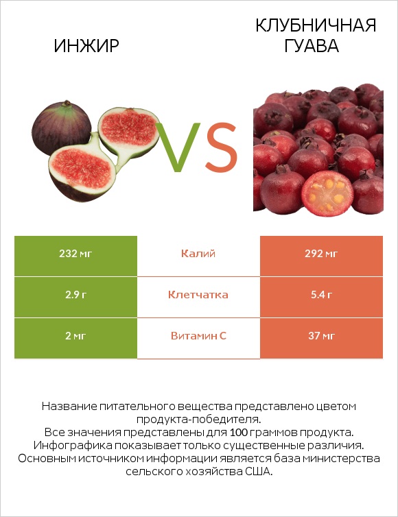 Инжир vs Клубничная гуава infographic