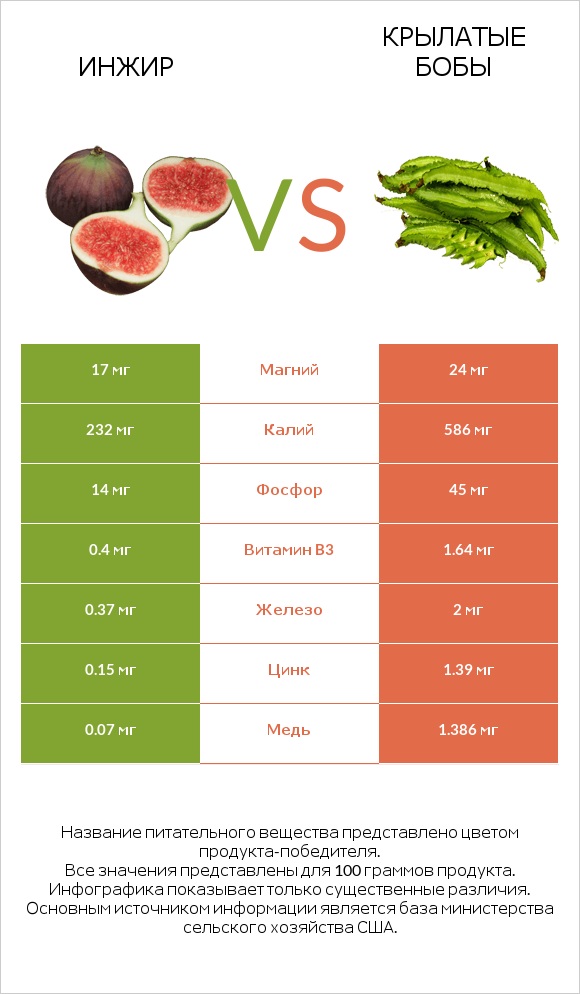 Инжир vs Крылатые бобы infographic