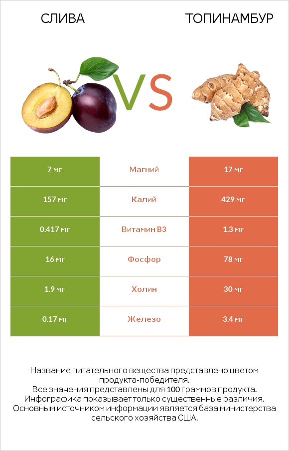 Слива vs Топинамбур infographic