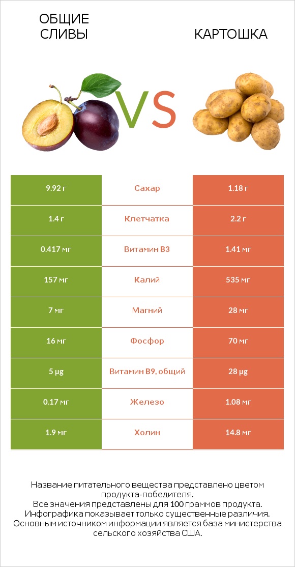 Слива vs Картошка infographic