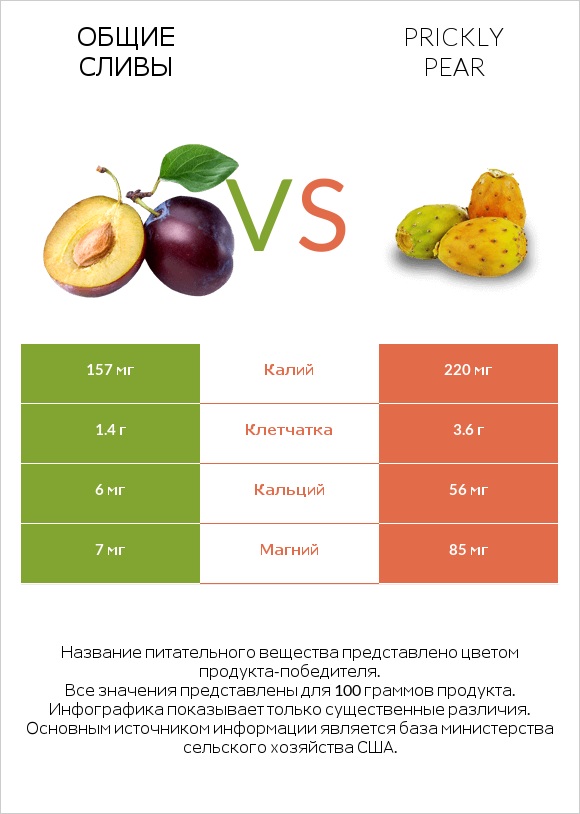 Общие сливы vs Prickly pear infographic