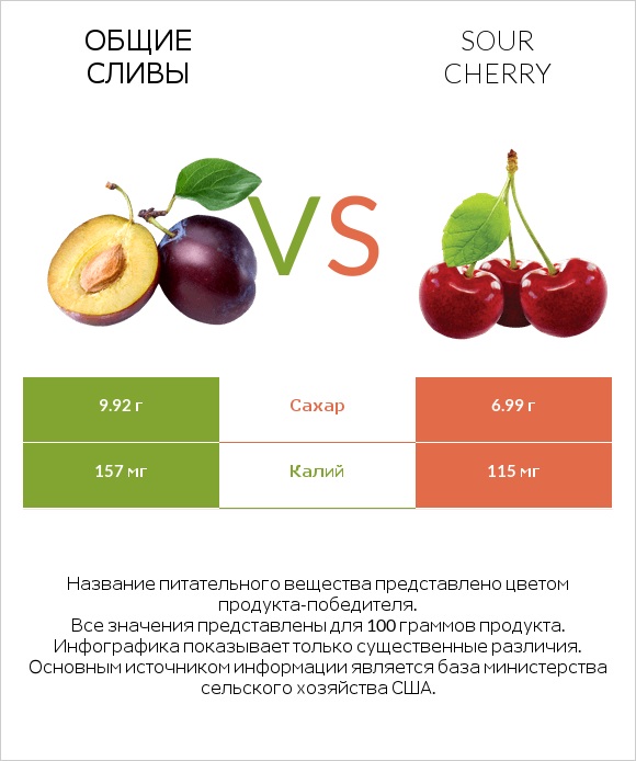 Общие сливы vs Sour cherry infographic