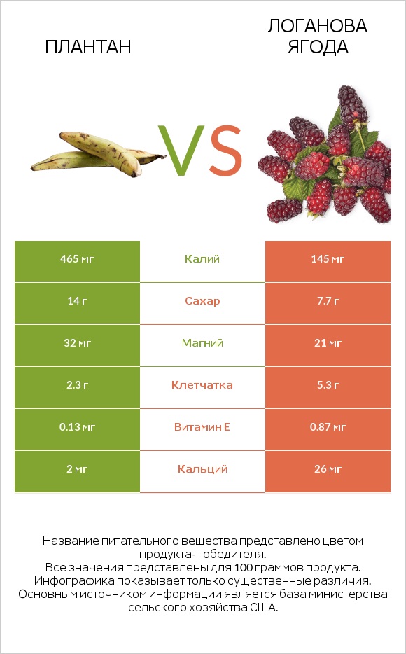 Плантан vs Логанова ягода infographic