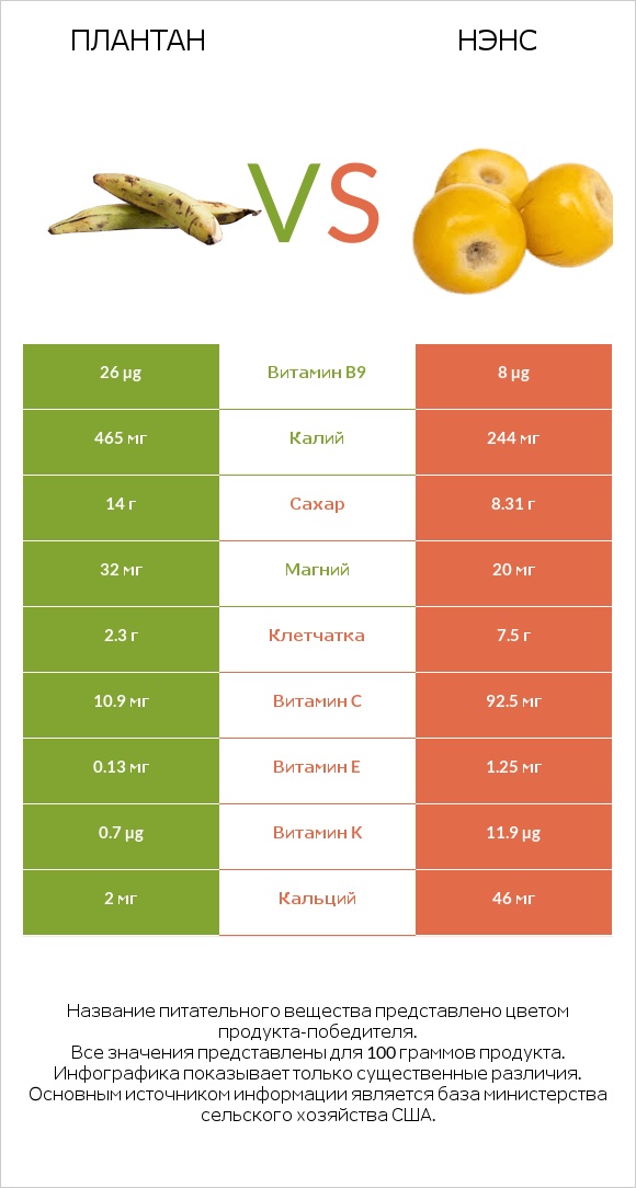 Плантан vs Нэнс infographic