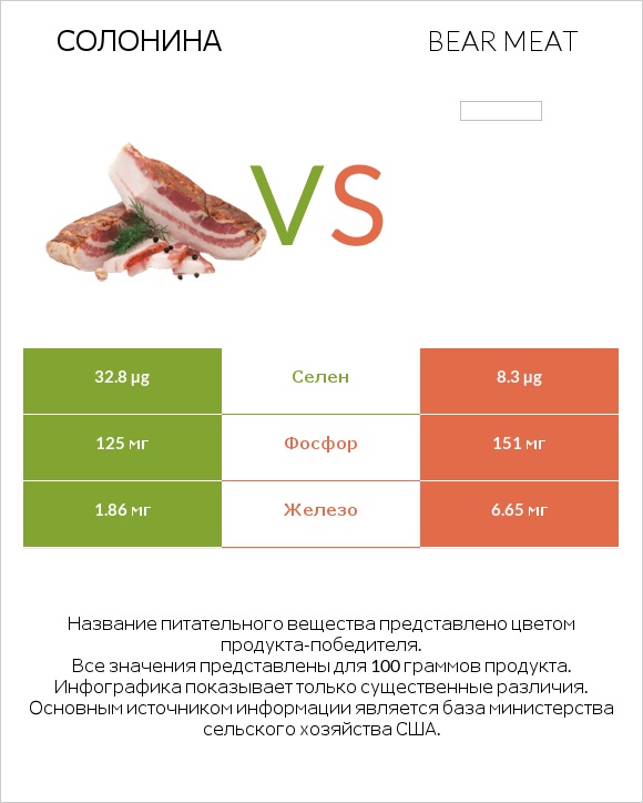 Солонина vs Bear meat infographic