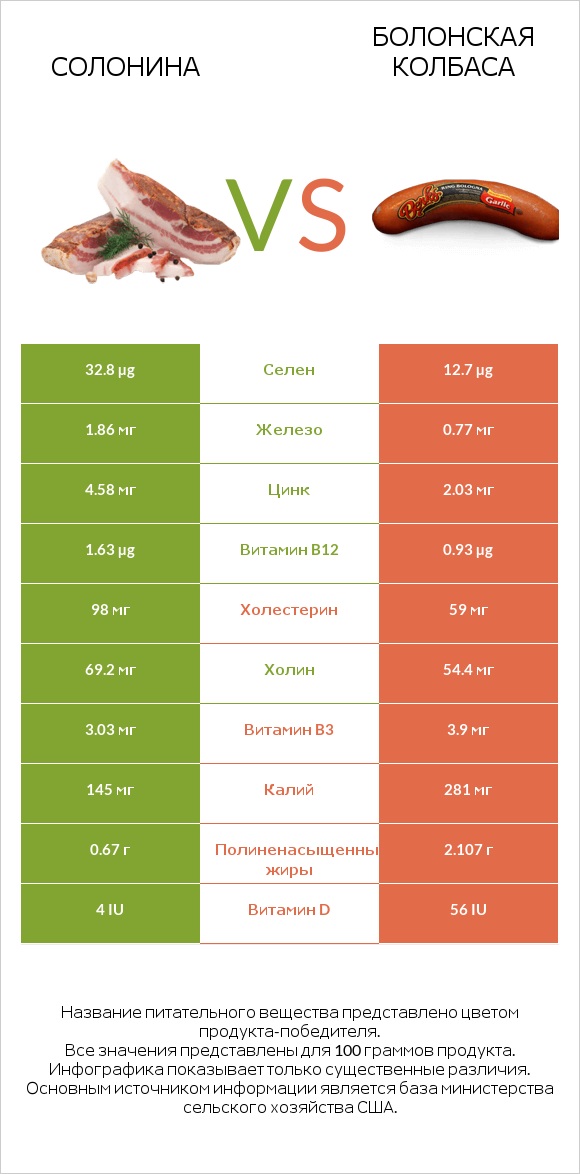 Солонина vs Болонская колбаса infographic