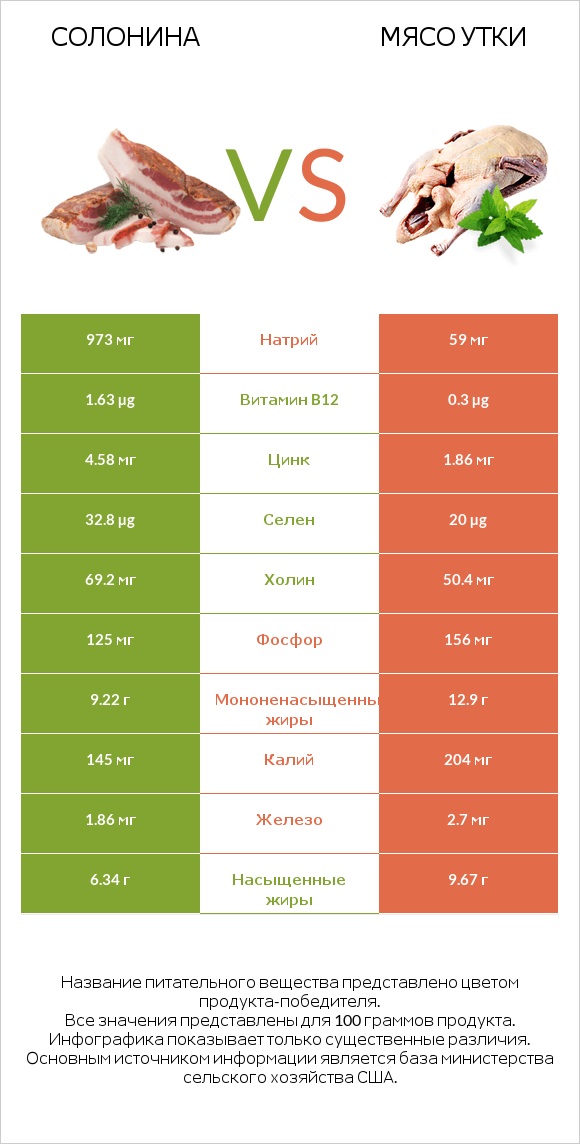 Солонина vs Мясо утки infographic