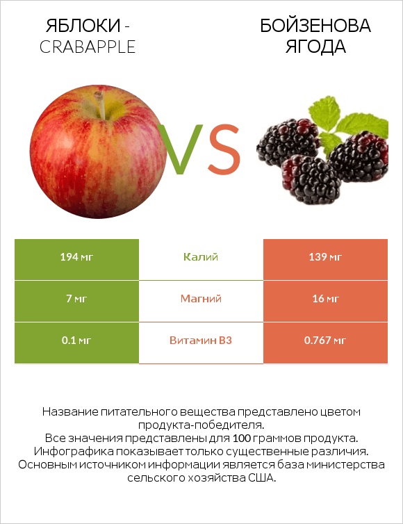 Яблоки - crabapple vs Бойзенова ягода infographic