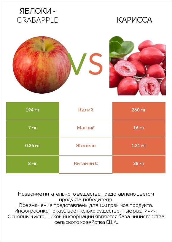 Яблоки - crabapple vs Карисса infographic