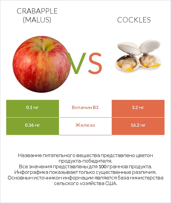 Crabapple (Malus) vs Cockles infographic