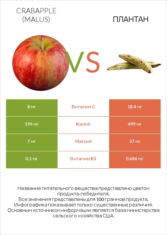 Crabapple (Malus) vs Плантан infographic