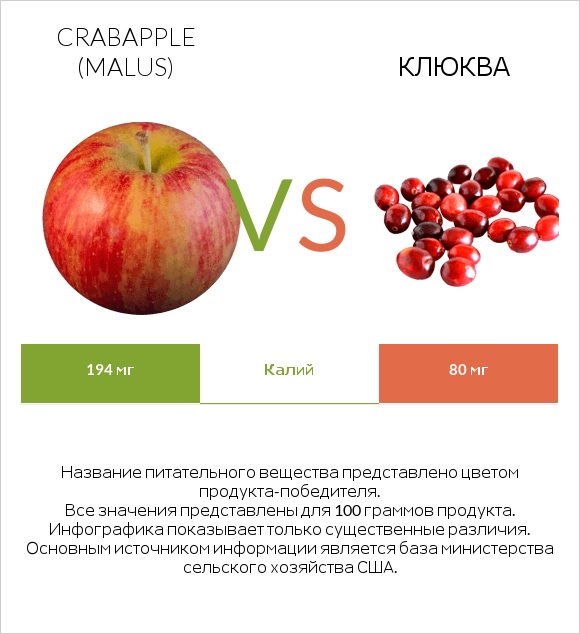Crabapple (Malus) vs Клюква infographic