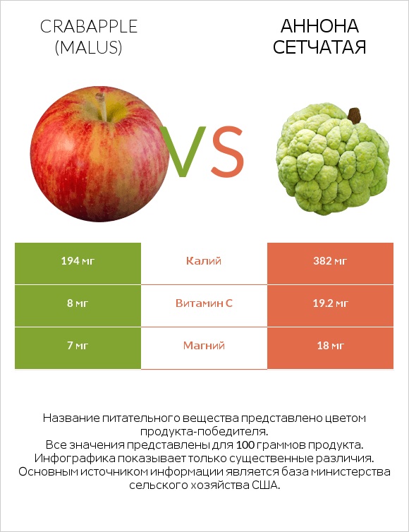 Crabapple (Malus) vs Аннона сетчатая infographic