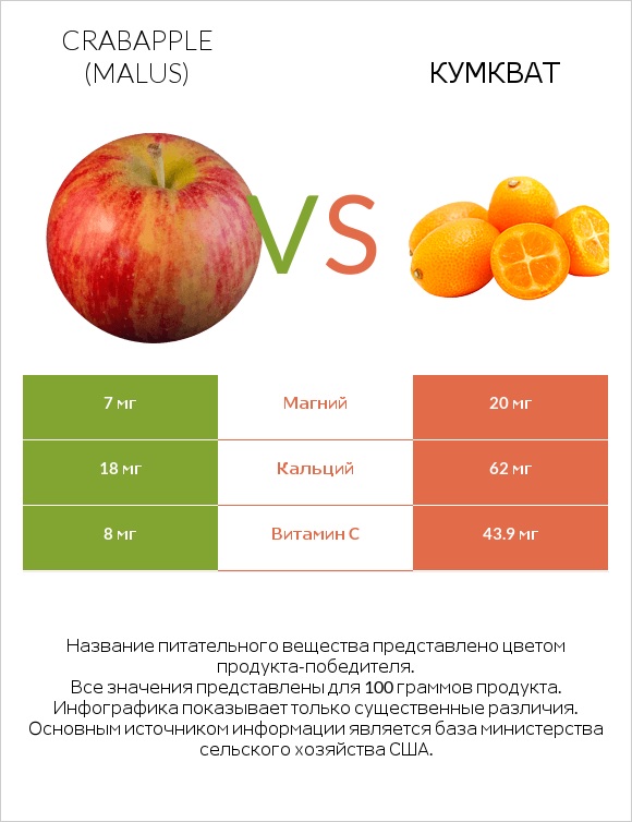 Crabapple (Malus) vs Кумкват infographic