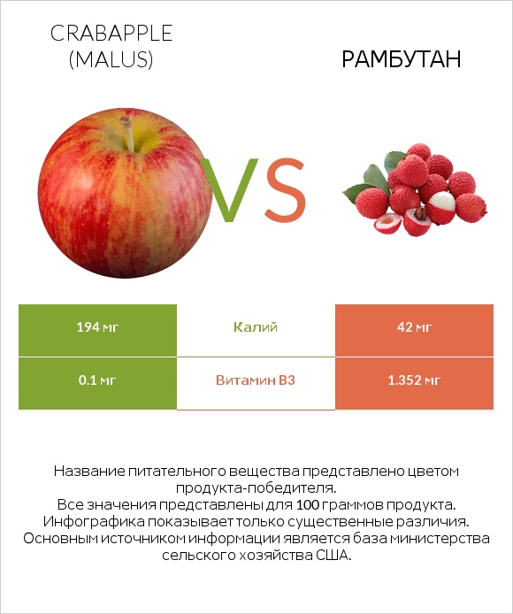 Crabapple (Malus) vs Рамбутан infographic