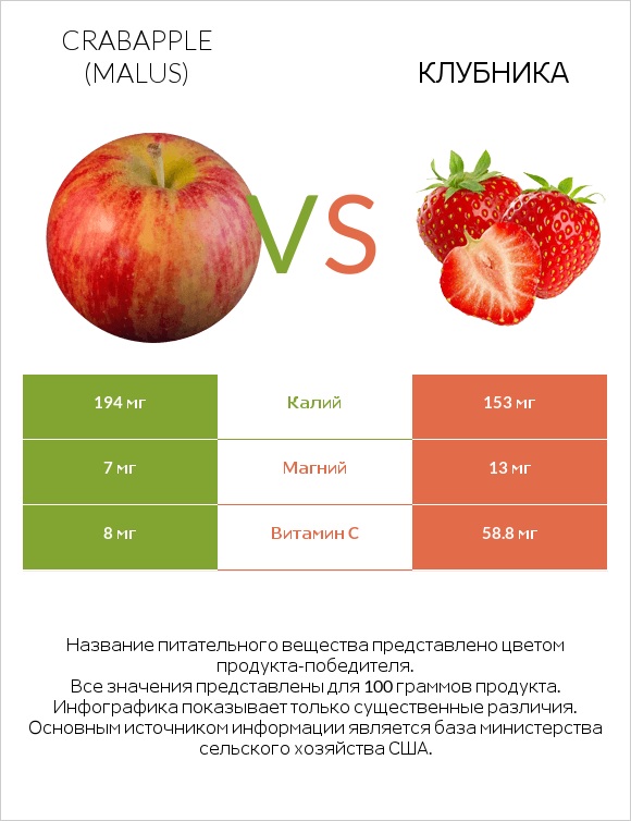 Crabapple (Malus) vs Клубника infographic