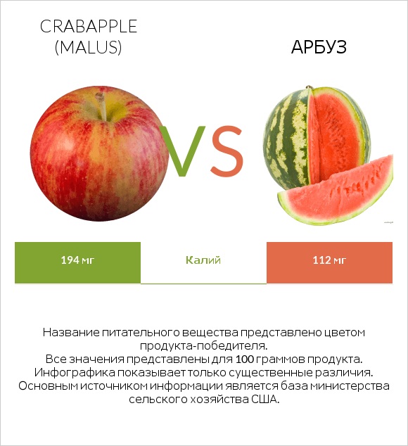 Crabapple (Malus) vs Арбуз infographic