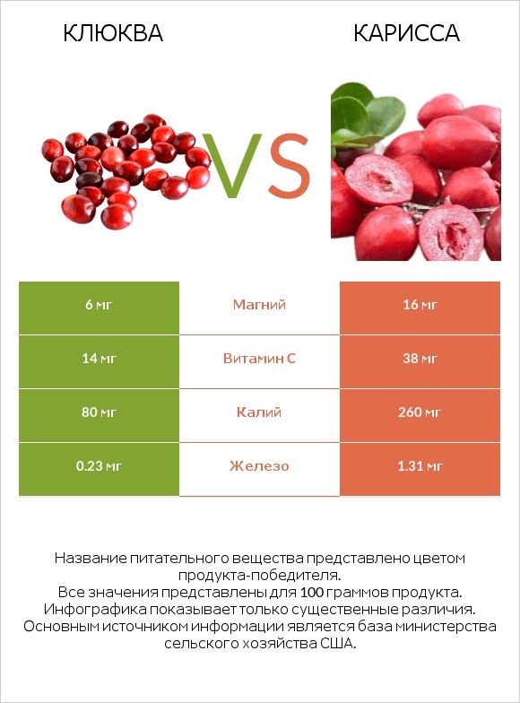 Клюква vs Карисса infographic