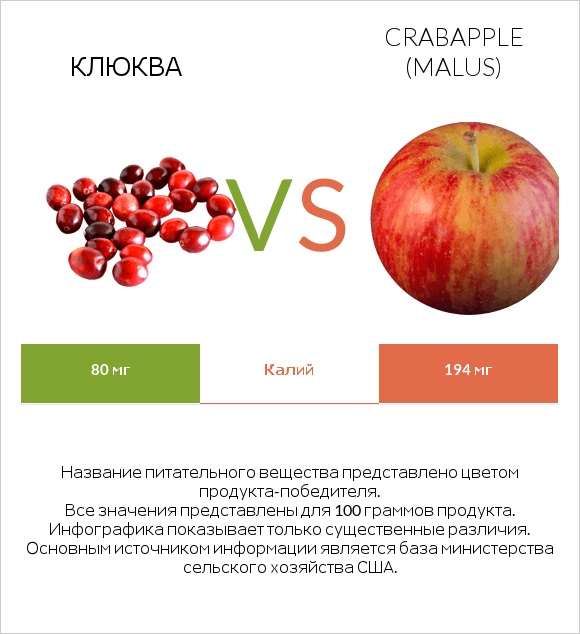 Клюква vs Crabapple (Malus) infographic