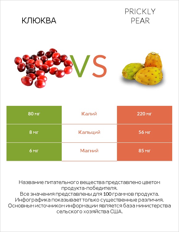 Клюква vs Prickly pear infographic