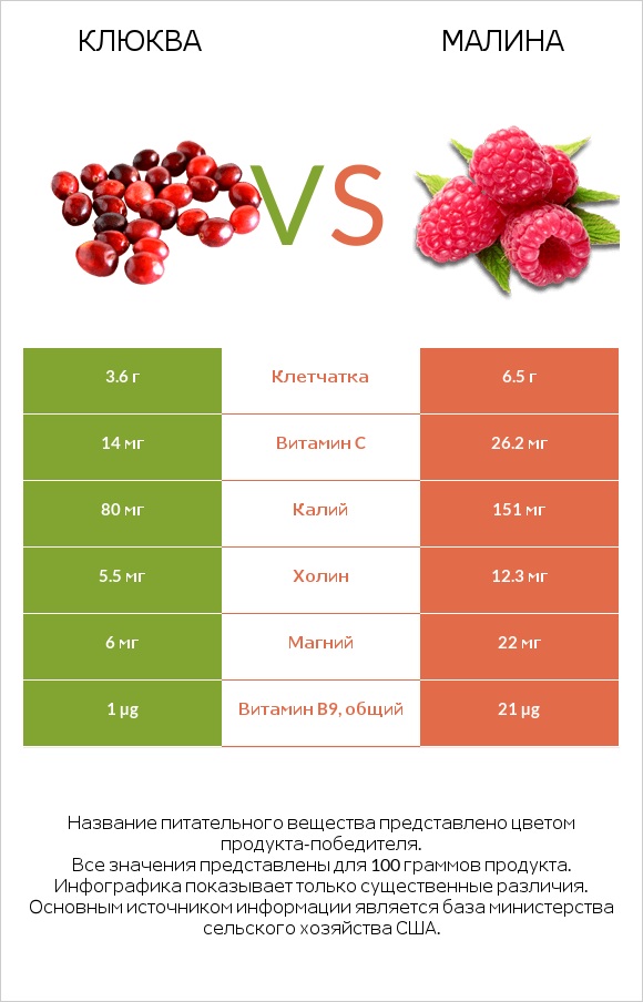Клюква vs Малина infographic