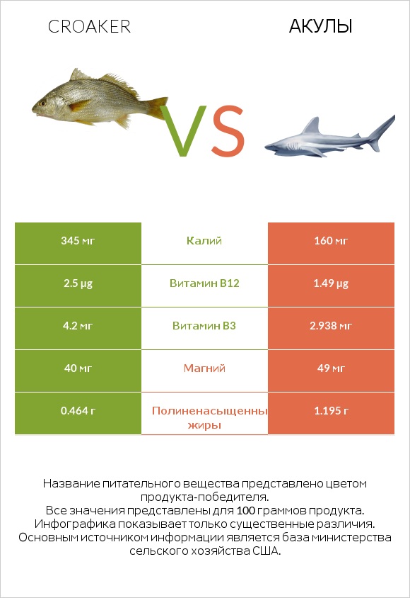 Croaker vs Акула infographic