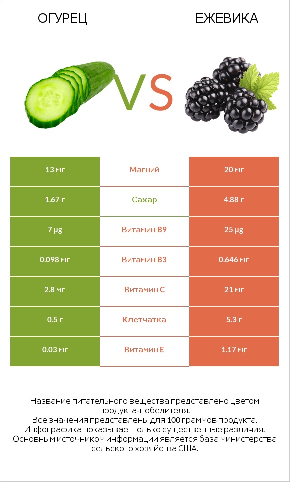 Огурец vs Ежевика infographic