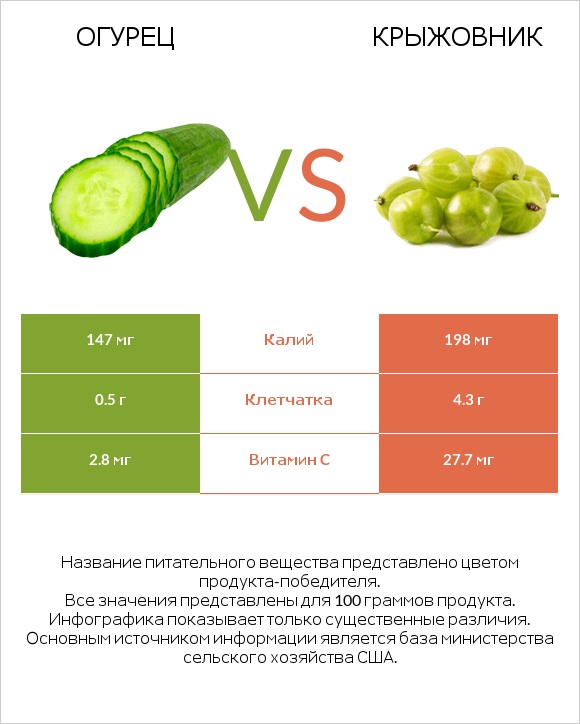 Огурец vs Крыжовник infographic