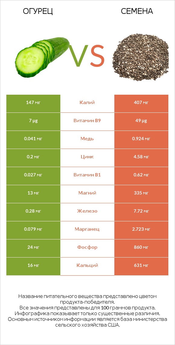 Огурец vs Семена infographic