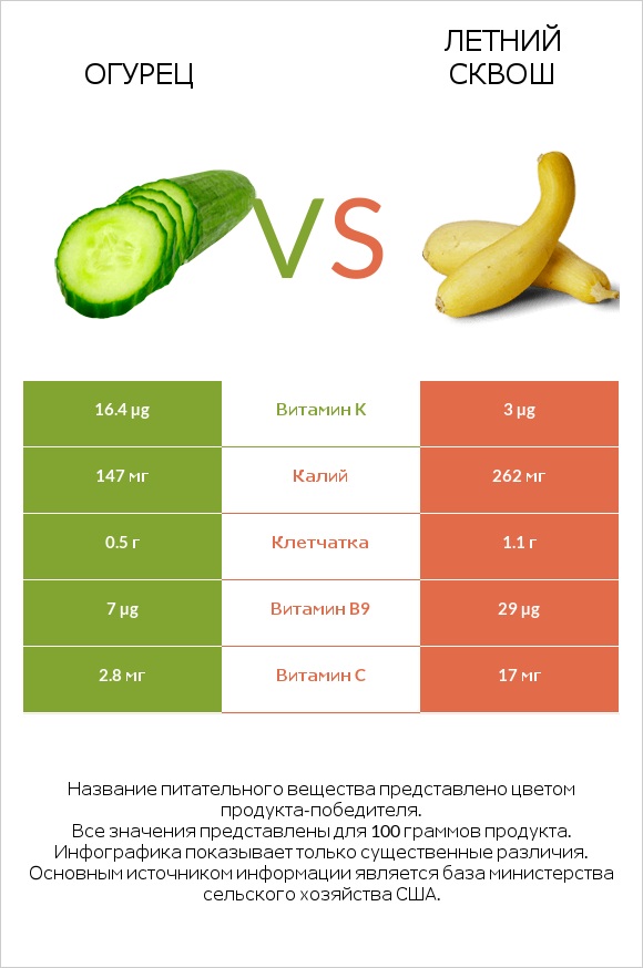 Огурец vs Летний сквош infographic