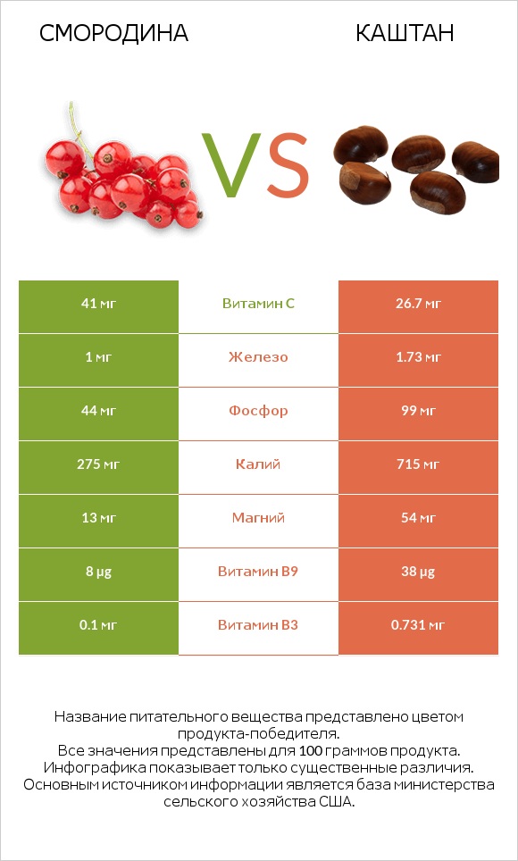 Смородина vs Каштан infographic