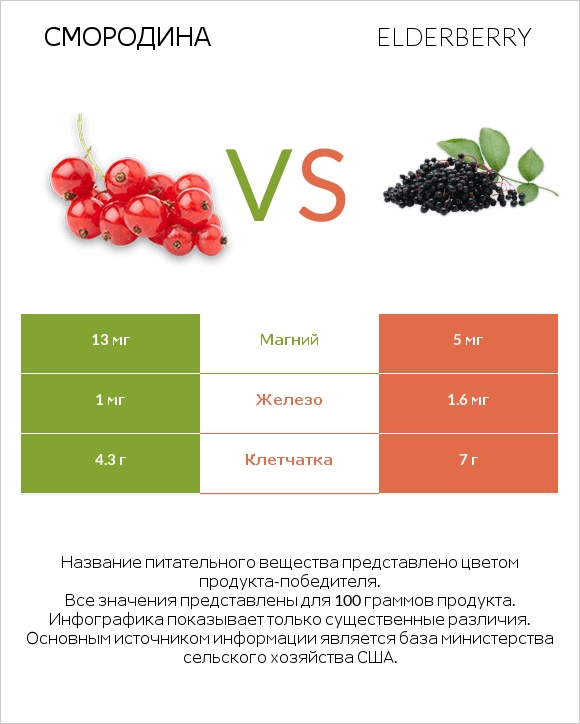 Смородина vs Elderberry infographic