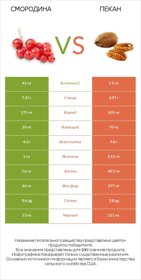 Смородина vs Пекан infographic