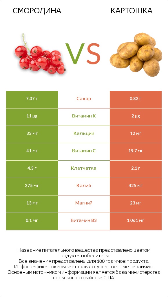 Смородина vs Картошка infographic