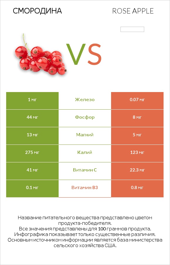 Смородина vs Rose apple infographic